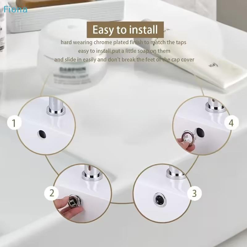 4Pcs Sink Overflow Drain Cover,Stainless Steel Bathroom Kitchen Sink Overflow Hole Cover,Easy Install Sink Overflow Cap
