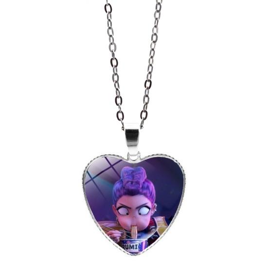 Korean Pop Hunters Necklace Anime Merchandise Necklace Cute Heart Pendant Anime Girl Group Necklace Gift for Movie Fans