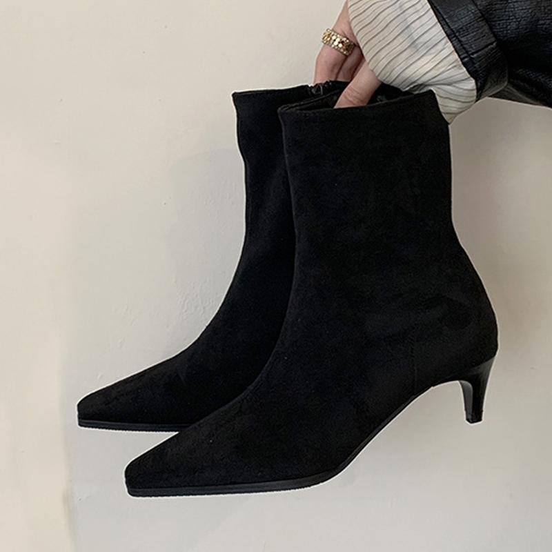 

Fashion Liyke Black Brown Chelsea Boots For Women Autumn Winter Shoes Fashion Square Toe Zip Low Thin Heels Ankle Booties Female Pumps 35 чёрный
