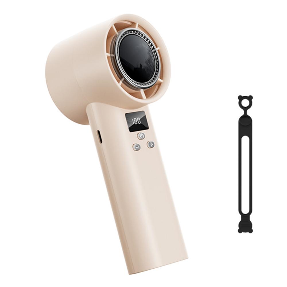 

100-Speed Stepless Handheld Fan LED Display Portable Wind Blower Adjustable Cooling Fan Champagne Gold