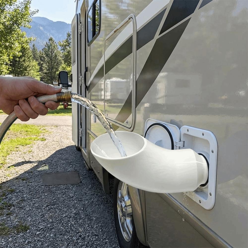 Trychtýř na plnění vody do karavanu proti rozlití Široký otvor Vstupní trychtýř na vodu Adaptér na kohoutek Použití pro obytné vozy