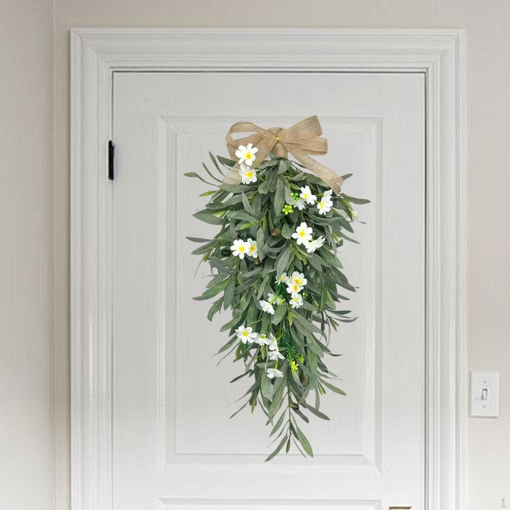 Spring Summer Wreath Hanging Ornament Photo Props Home Decor Artificial Floral Swag for Office