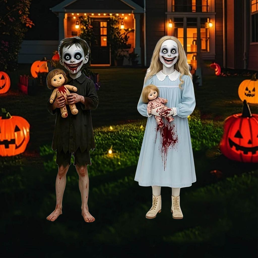 Gothic Halloween Metal Yard Stake Spooky Vintage Design Weather Resistant Outdoor Decoration For Haunted House Party Decor