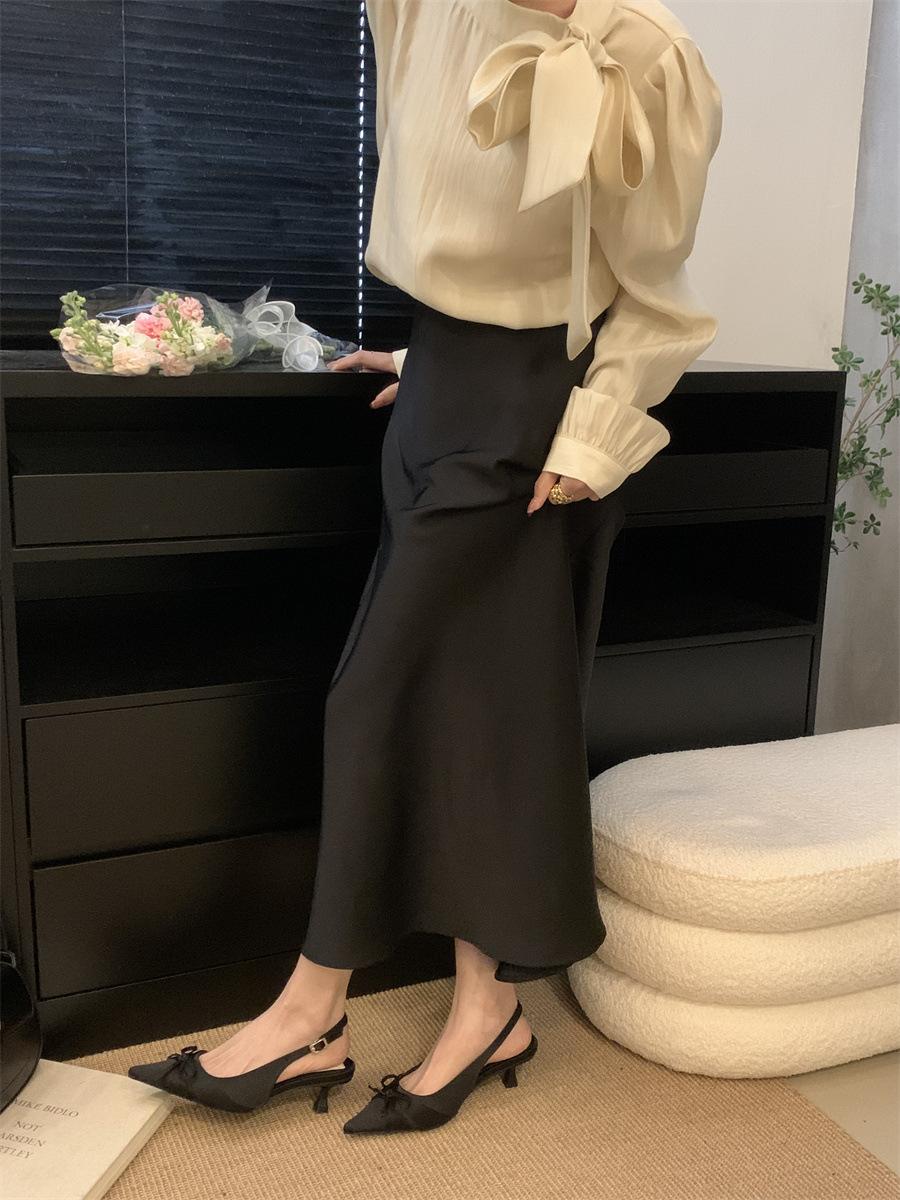 

Туфли на толстом каблуке, французский толстый каблук, одинарные туфли с бантом, женская обувь, пустая голова, черные сандалии 39 чёрный