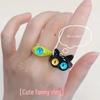 "Funny Black Cat Cartoon Ring - Big Eyes, Cute Gift for Girlfriends & Couples"