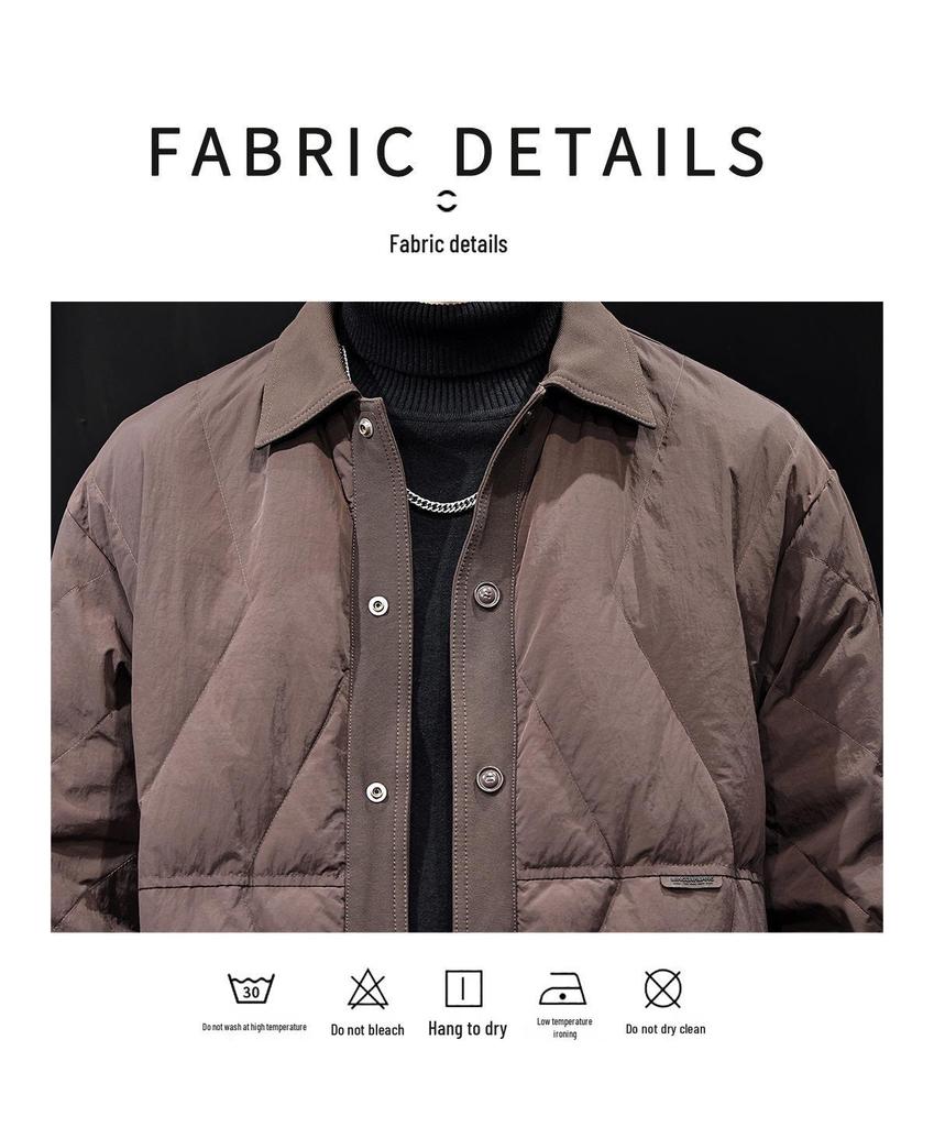 2025 Men's Trendy Lapel Patchwork Down Jacket - Lightweight Autumn/Winter Brand with White Duck Down Liner, Plus Sizes Available