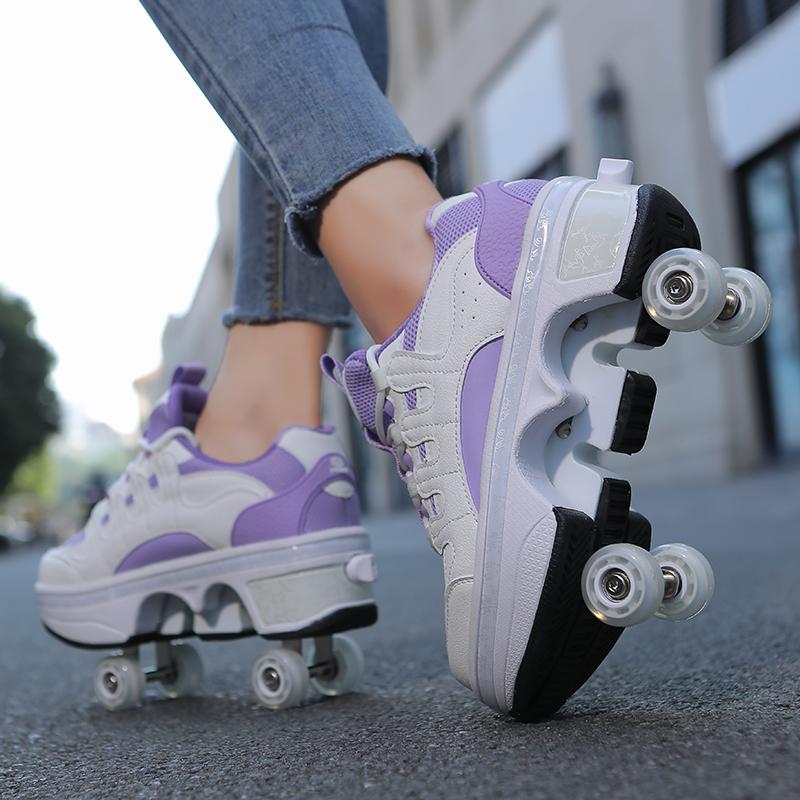 Meisjes Skate Schoenen Wielen Sneakers met Wielen Jongen /Meisje Roller Sneakers Roller Schoenen Vervormbare Schoenen Roller Skate Schoenen Jongens Skate Schoenen