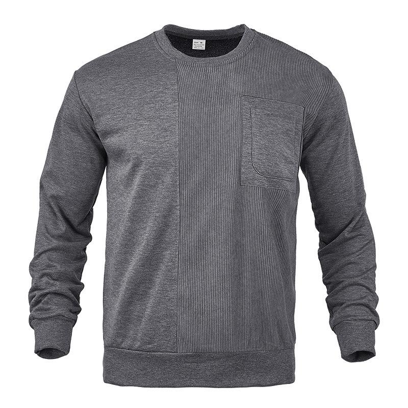 

Autumn/Winter Corduroy Patchwork Crew Neck Men s Casual Sweatshirt XXXL
