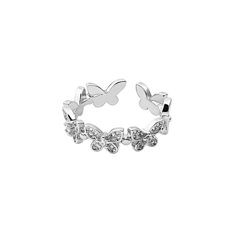 Elegant Micro-Set Butterfly Ring, Simple Personalized Diamond-Set Ring Index Finger Ring
