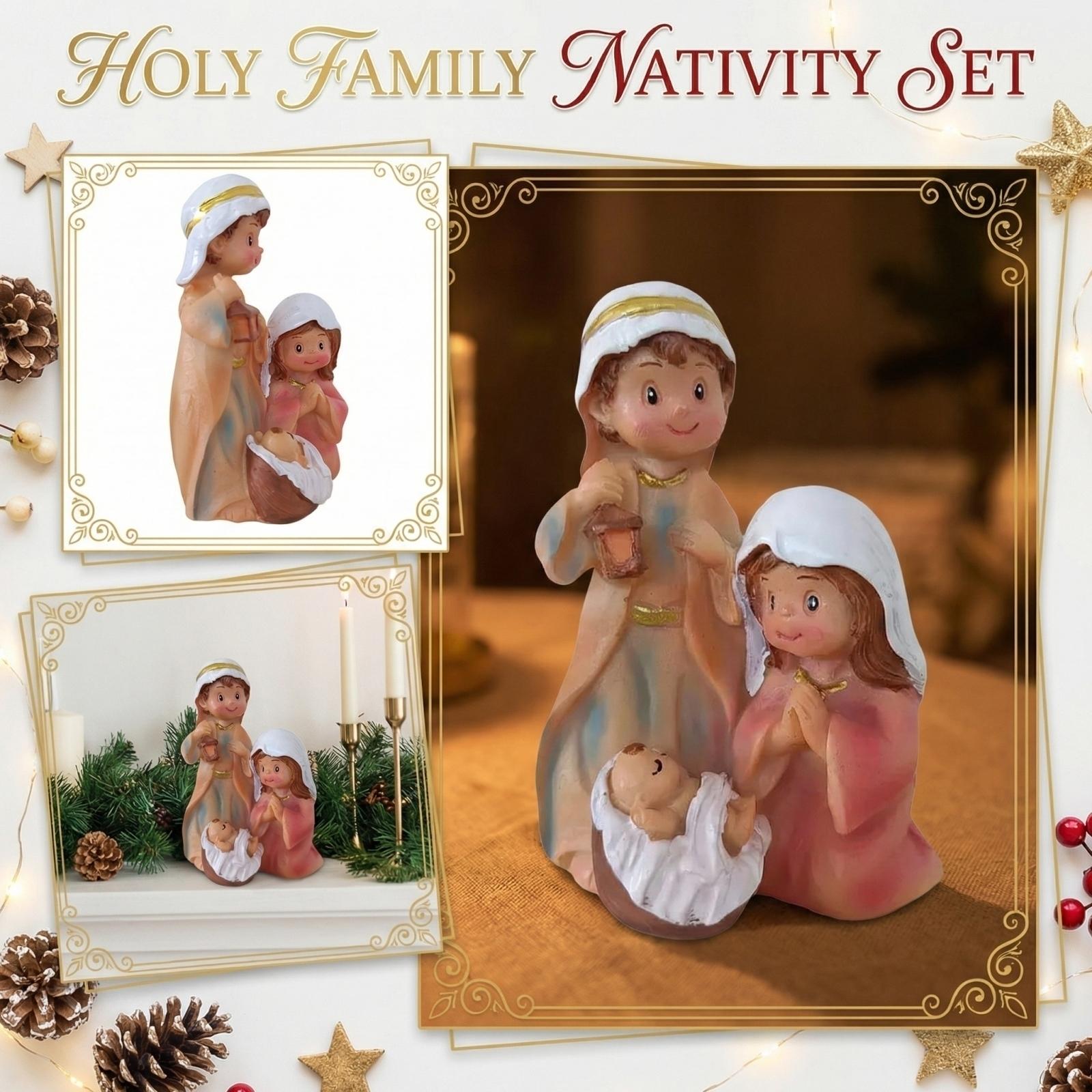 

Cartoon Holy Family Ornament Resin Craft Home, Garden, And Desktop Decor Gift One Size
