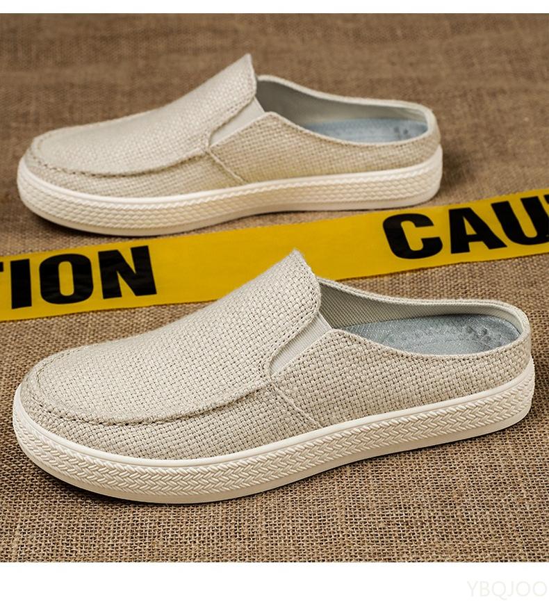 Summer breathable solid color versatile and comfortable one foot men's cloth shoes casual lightweight half drag loafers