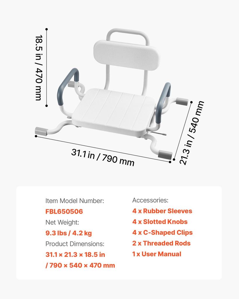 Swivel Shower Chair with Arms and Back, 100 Kg Heavy Duty Bench Seat for Inside Shower Stall and Bathtub Mounting, Bathroom Bath Tub Seat for Adults,