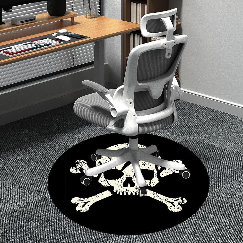 

1pc Skull Crossbones Office Round Area Rug, Indoor Mat Suitable ForOffice, Under Office Chairs Bedroom Living Room Home Decor, Room Deco D033 80cm by 80cm