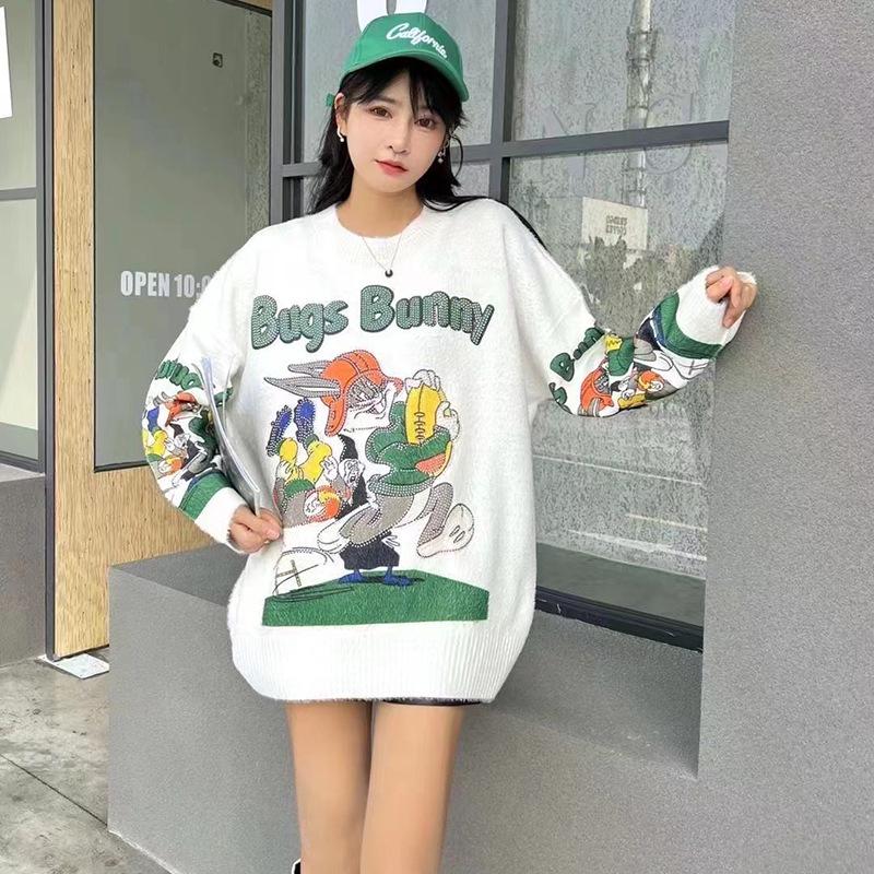 Hooded Sweater 2023 Autumn/Winter: Women's Hot Rhinestone Korean Style, Age-Reducing Loose Streetwear Outerwear