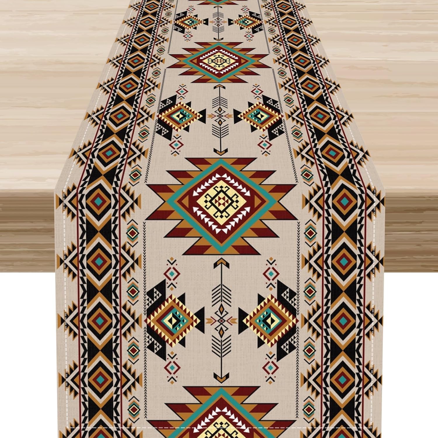 Aztec Southwest Linen Table Runner Dresser Scarf Decor Native American Style Geometric Table Runners Kitchen Dining Table Decor 150x33cm