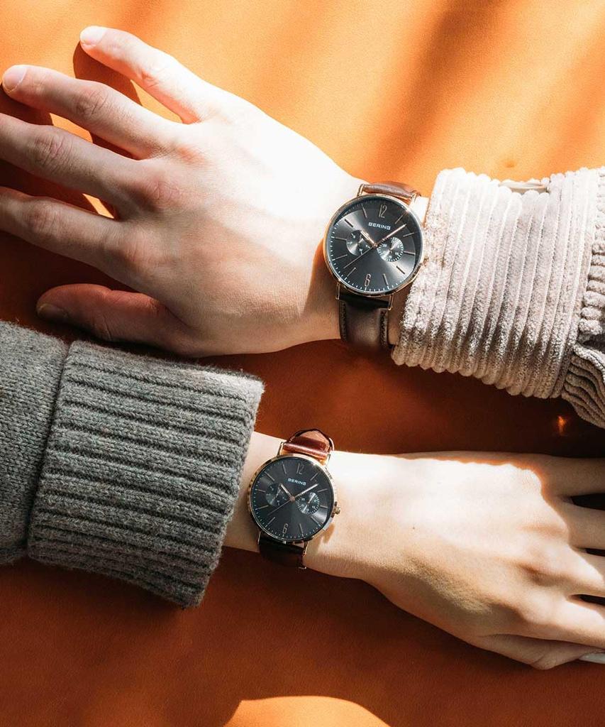 BERING Japan Limited Brown Calf Leather Gray Stainless Steel with 2 Mesh Straps Sapphire Glass Changes Genuine Imported Product 3 Year Warranty