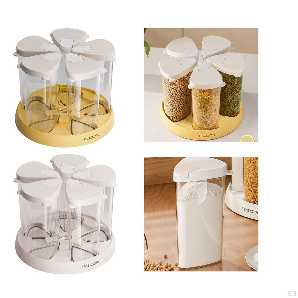 360° Rotating Cereal Dispenser for Dry Foods, Ideal Rice, Oats, Peanuts, And Nuts. Suitable