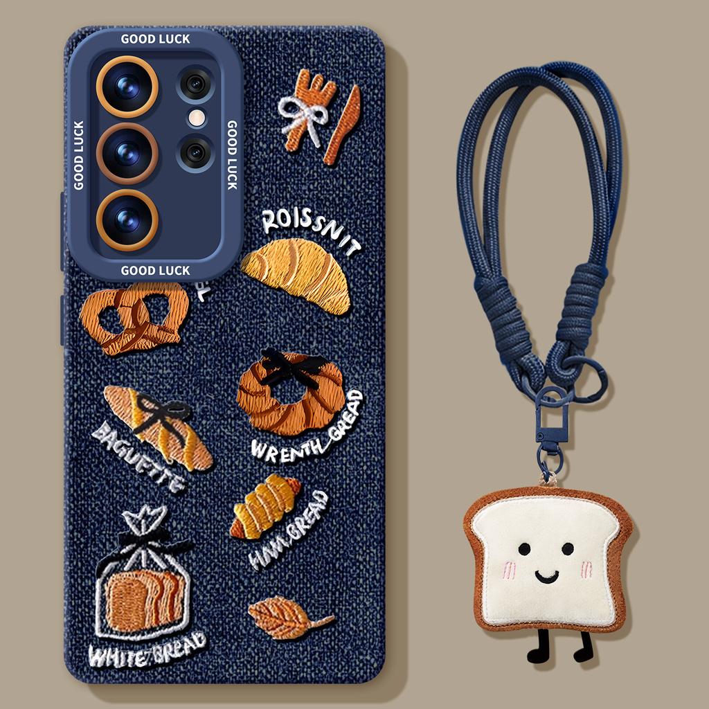Denim Brot Handyhülle ist geeignet für Samsung GalaxyS26 Silikon S25 + Lanyard S24ultra neues S22 Set