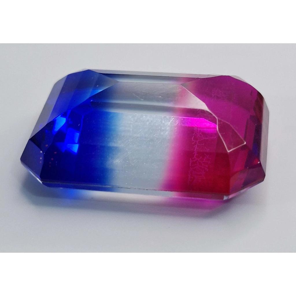 Certified Natural Bi-Color Tourmaline Emerald Cut 50-52 Ct Beautiful Gemstone