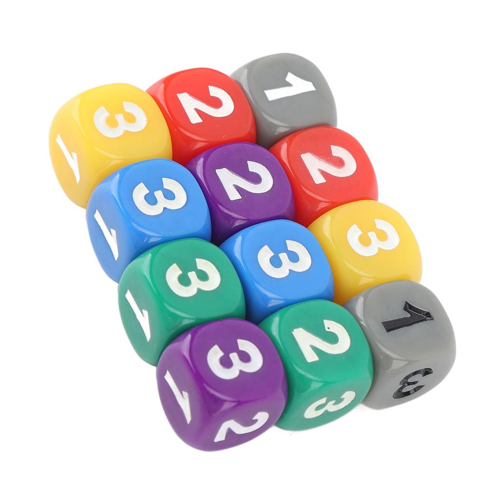 12pcs Six Sided Dice Rounded Corners Plastic Colored Dice for Math Counting Teaching