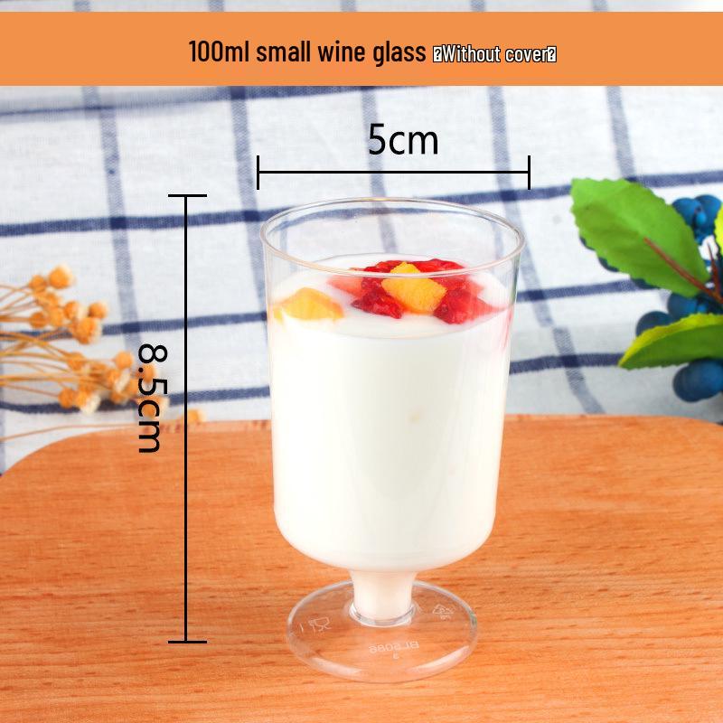 High-Stemmed Disposable Transparent Cup for Desserts, Pudding, Milkshakes, Mousse, Ice Cream, Red Wine, or Champagne.