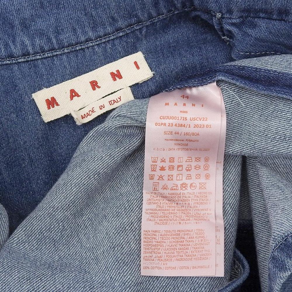 MARNI Excellent condition indigo denim bowling shirt, 100% cotton, men's, blue, size 44, CUJU0017IS USCV22 tops 44 blueUsed