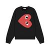 Relaxed Fit Cotton Sweatshirt With Heart Print Long Sleeve Crew Neck Fleece Lined Unisex Winter Casual Top