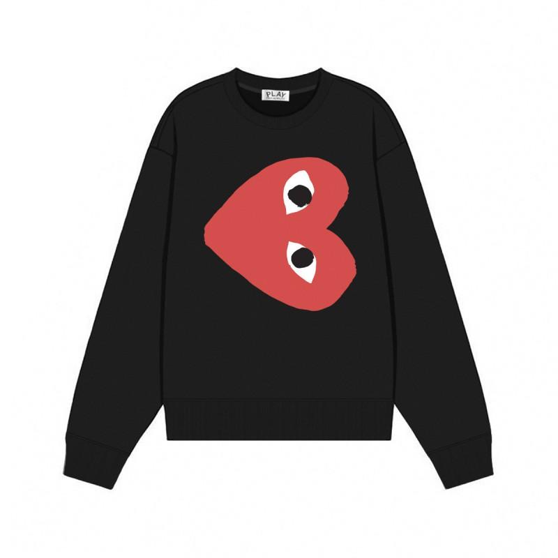 Relaxed Fit Cotton Sweatshirt With Heart Print Long Sleeve Crew Neck Fleece Lined Unisex Winter Casual Top