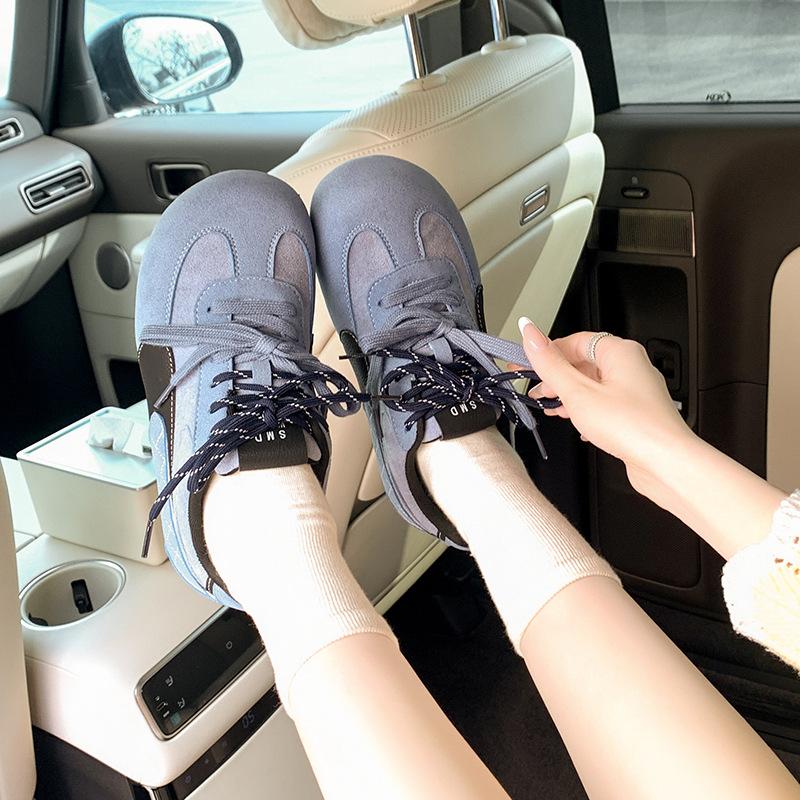 Atmosphere moral training shoes women's leather spring new inner height increase soft sole mango head ugly cute leisure sports Forrest Gump shoes