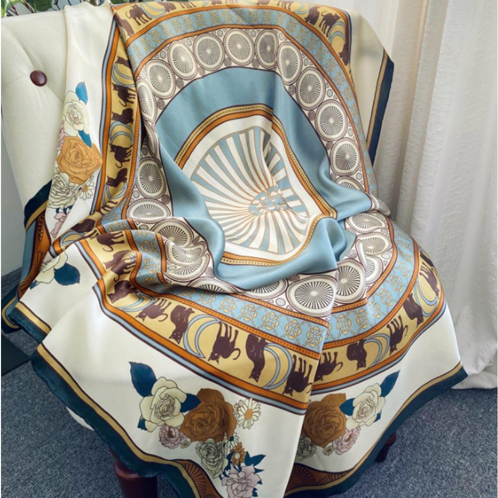 Glazed Ginkgo Silk Scarf Silk Women'S Spring And Autumn Mulberry Silk Scarf Air Conditioner Shawl Square Scarf