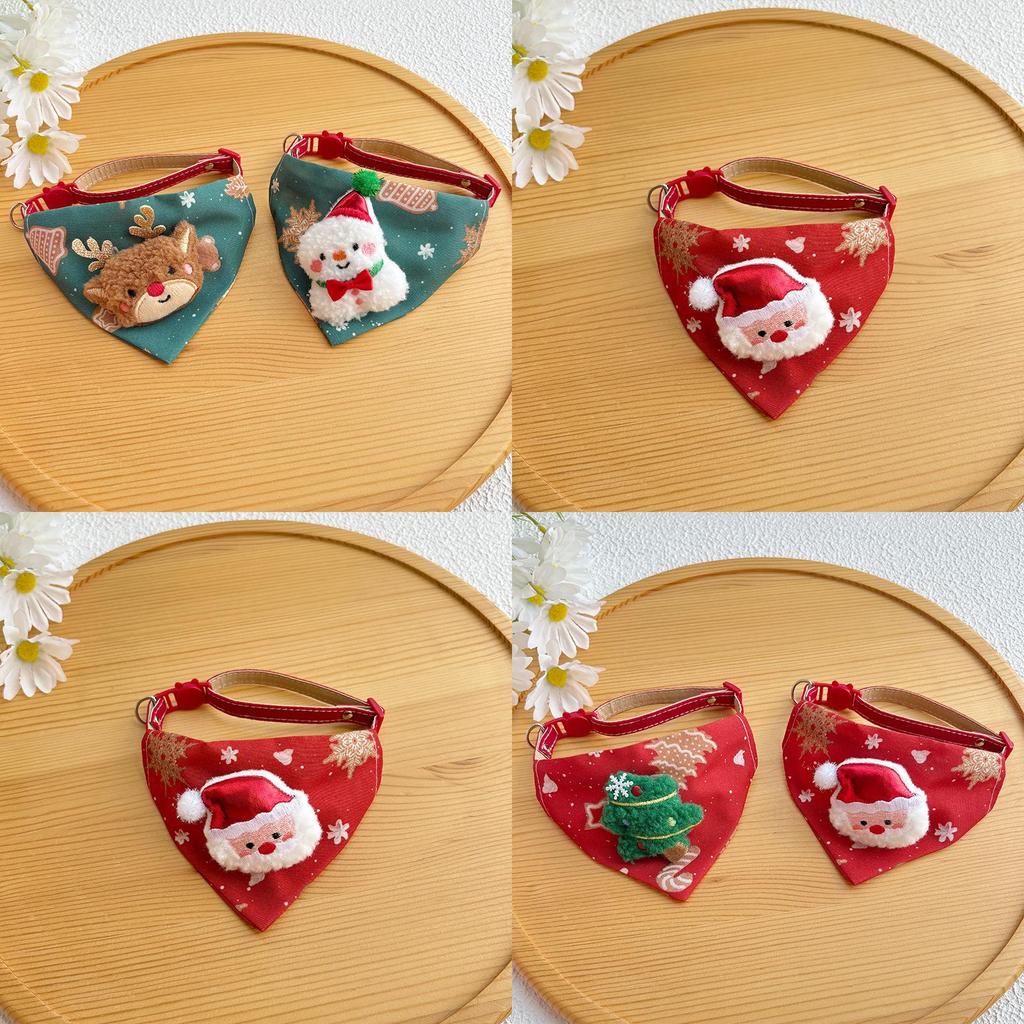Weihnachts-Haustier-Dreieckstuch mit Weihnachtsmann-, Elch-, Schneemann-Design für Katzen und Hunde Winter-Feiertagsdekoration
