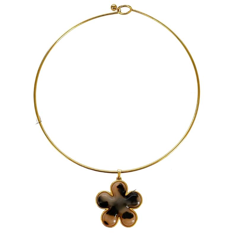 

Animal Pattern Acrylic Charm Necklace with Delicate Floral/Heart Design Stylish Collar Chain for Everyday Wear