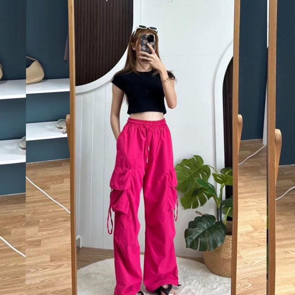Solid Color Women's Spring Autumn Plus Size Dopamine Loose Wide Leg Elastic Waist Pants Thin Breathable  Work Pants