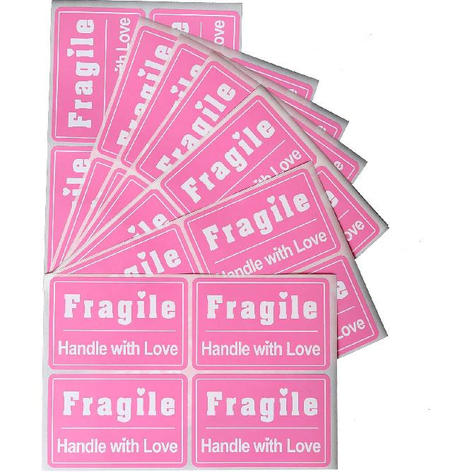 MeshaKippa 2x3 200pcs Cute Fragile Stickers for Shipping Box, Personal Mailing, Girls Bags