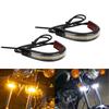 2pcs Motorcycle Turn Signal Light Strip Shock Absorber Amber White DRL Light Strip 36LED Ring Fork Strip Moto Flasher Indicator