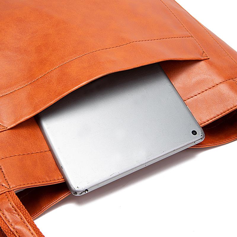 Women's Leather Portable One-shoulder Retro Oil Wax Leather Bag Large-capacity Fashion New Tote Bag
