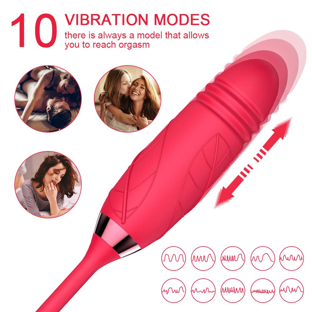 Rose Thrusting Dildo Sací vibrátor Žena klitoris Sucker Stimulátor Vibrační Love Egg Zboží pro dospělé Sexy hračky pro ženy