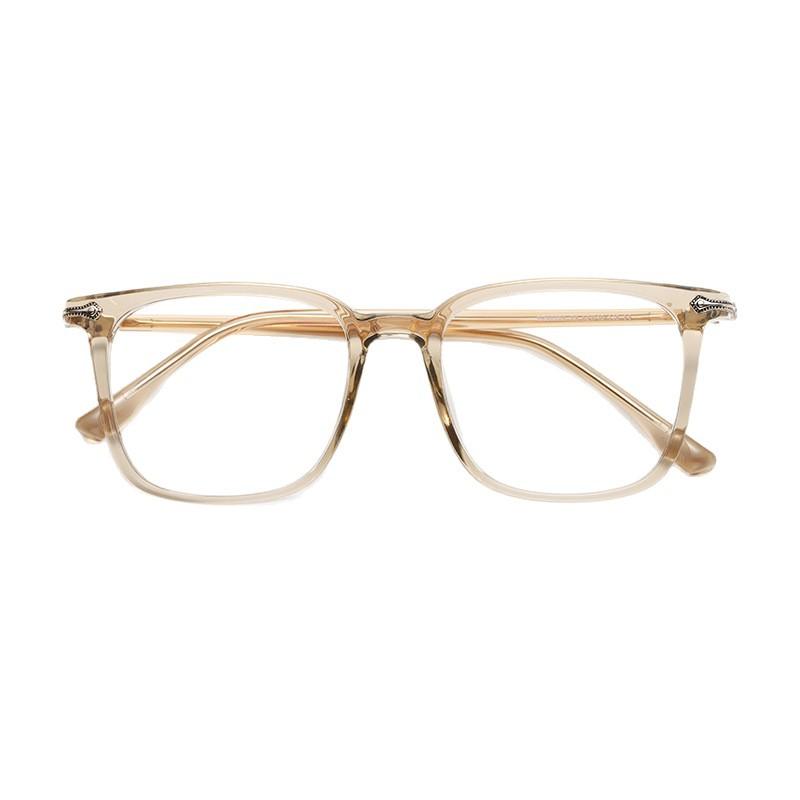 Honey-colored eyeglass frames for men and women, Japanese style, suitable for prescription lenses TR90Retro one-piece eyeglass frame for square and
