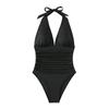 Women’s Solid Color Halter One-Piece Swimsuit, Sexy V-Neck Backless Tight-Fit Swimwear, Summer Beach Monokini Bathing Suit