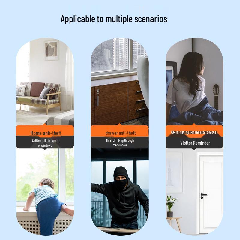 White Custom Self-Defense Door Alarm: Magnetic Anti-Theft Device for Home Security and Emergency Alerts