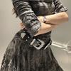 Vintage Women's Rivet Belt Y2k Dress Jeans Belt Retro Leather Waist Belt  Spicy Girls