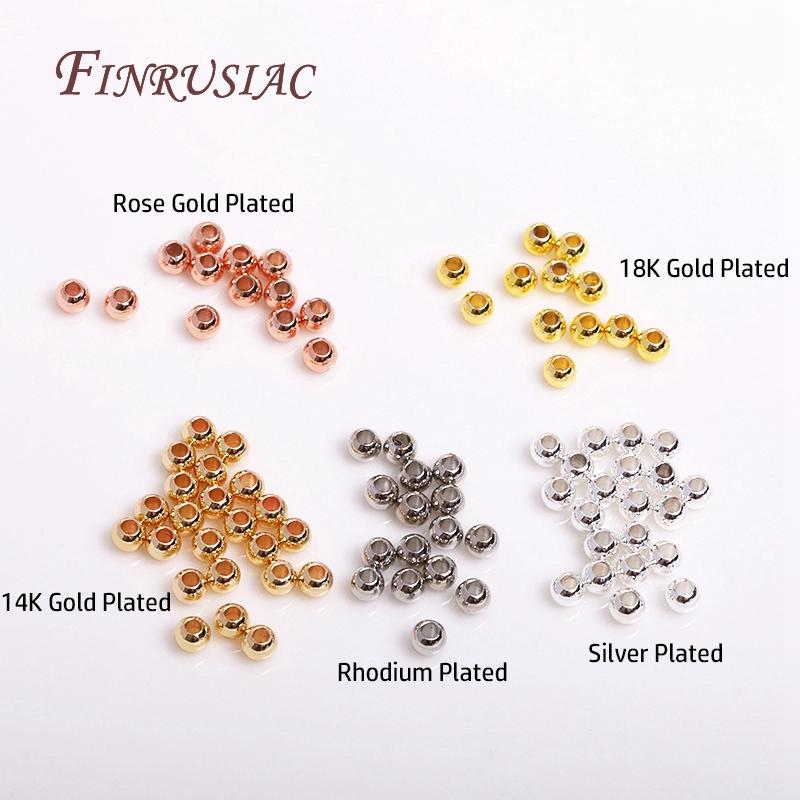 2/2.5/3/4/5/6MM Round Seamless Beads 14K Gold Plated Metal Smooth Spacer Beads For Bracelet High Quality DIY Jewelry Accessories