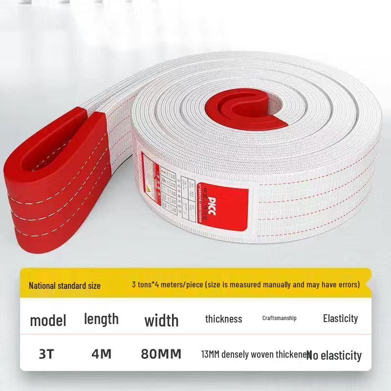 Národní zesílený bílý plochý popruh pro jeřáb a odtah - Zdvihací lano pro průmyslové zvedání