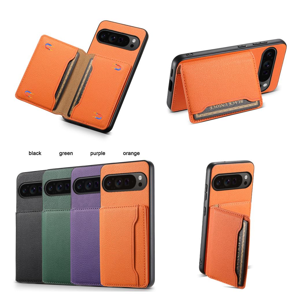 Luxury Phone Case for Google Pixel 10 Pro Xl 9 Pro 9A 8 8A 7 7A 6 6A Magnetic Card Holder Wallet Bracket TPU+PC+PU Leather Cover