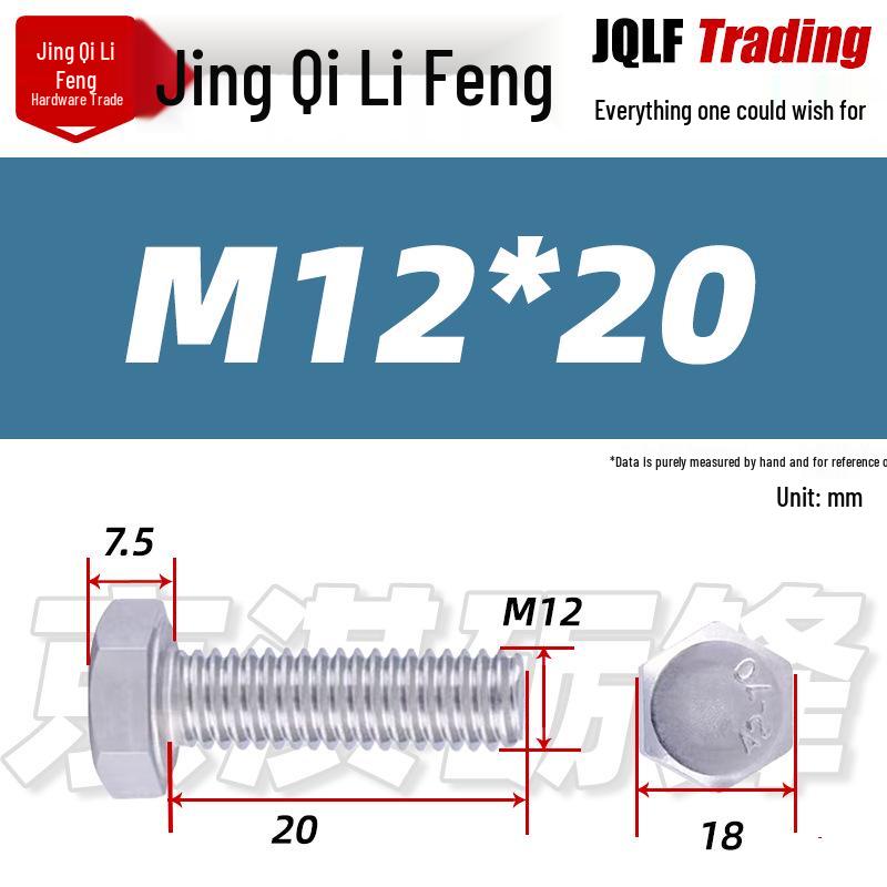 201 Stainless Steel Hex Head Full Thread Bolt: Wear & Corrosion Resistant, M4-M14 for Aerospace Machinery