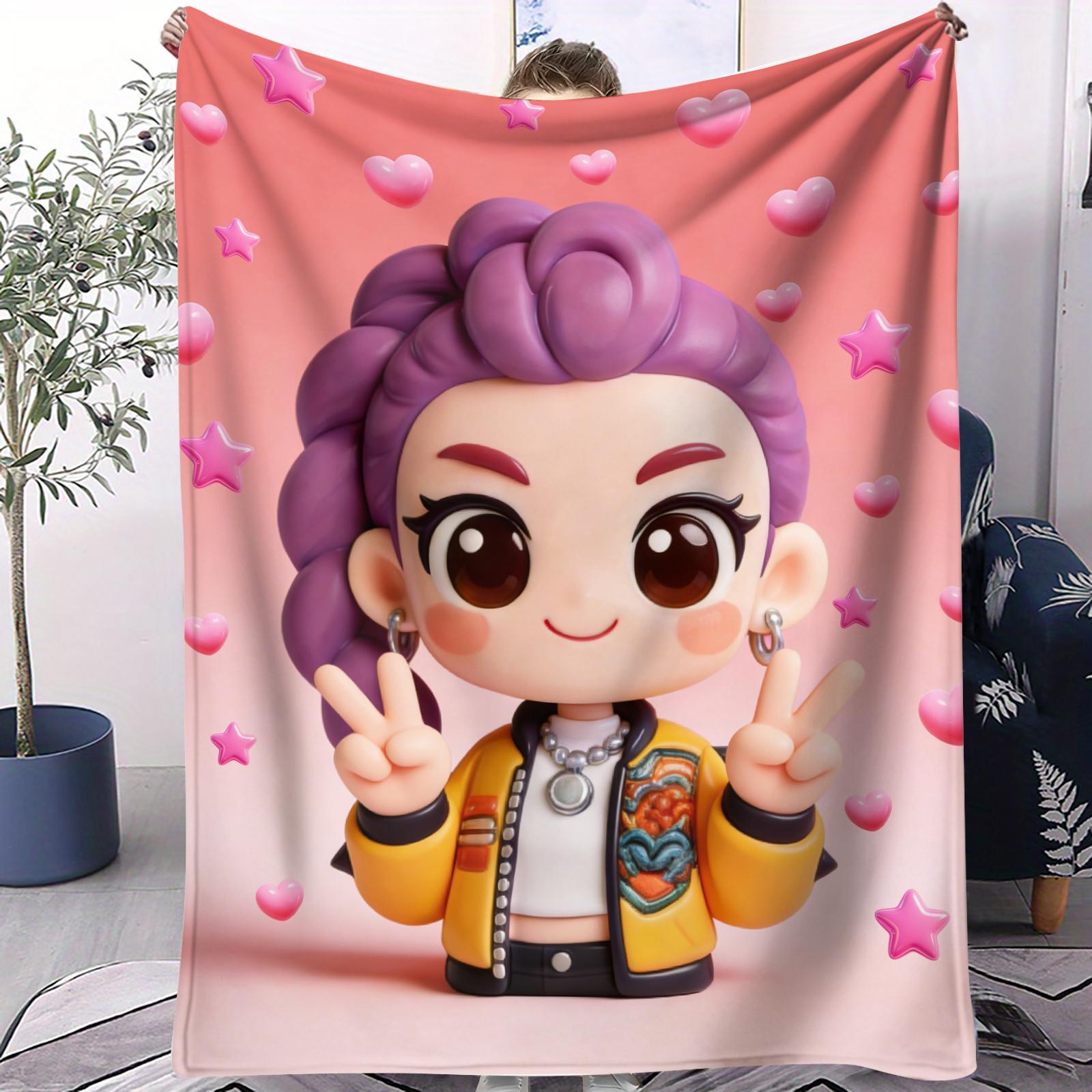 

All Season KPOP HUNTRX Devil Hunter Small Cover Blanket Breathable Blanket For Bedroom Sofa Bed Office Nap Lunch Picnic Indoor 70x100cm