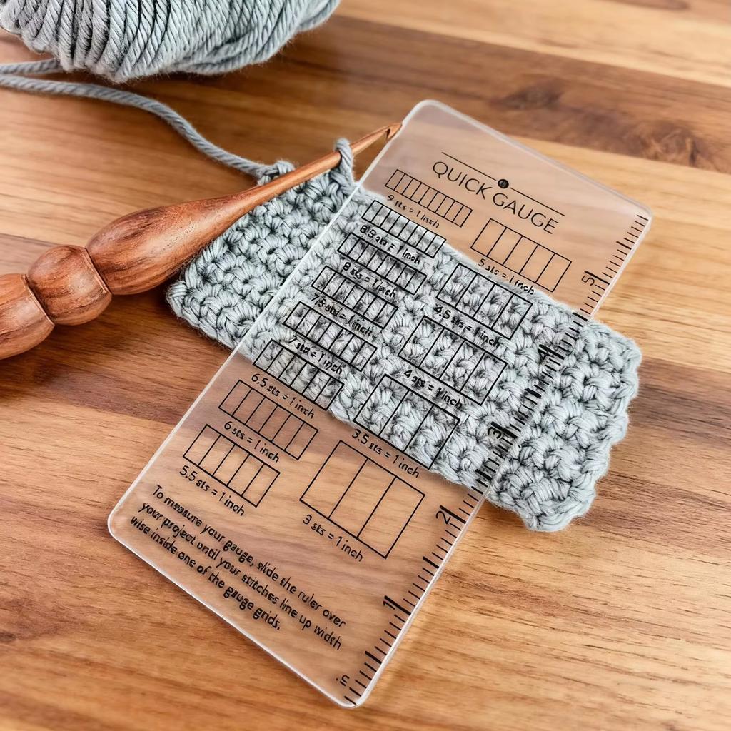 Pravítko pro rychlý měřič velikosti jehlic na pletení a háčkování s dvojitou metrickou imperiální stupnicí, přenosné řemeslné nástroje 15x6 cm