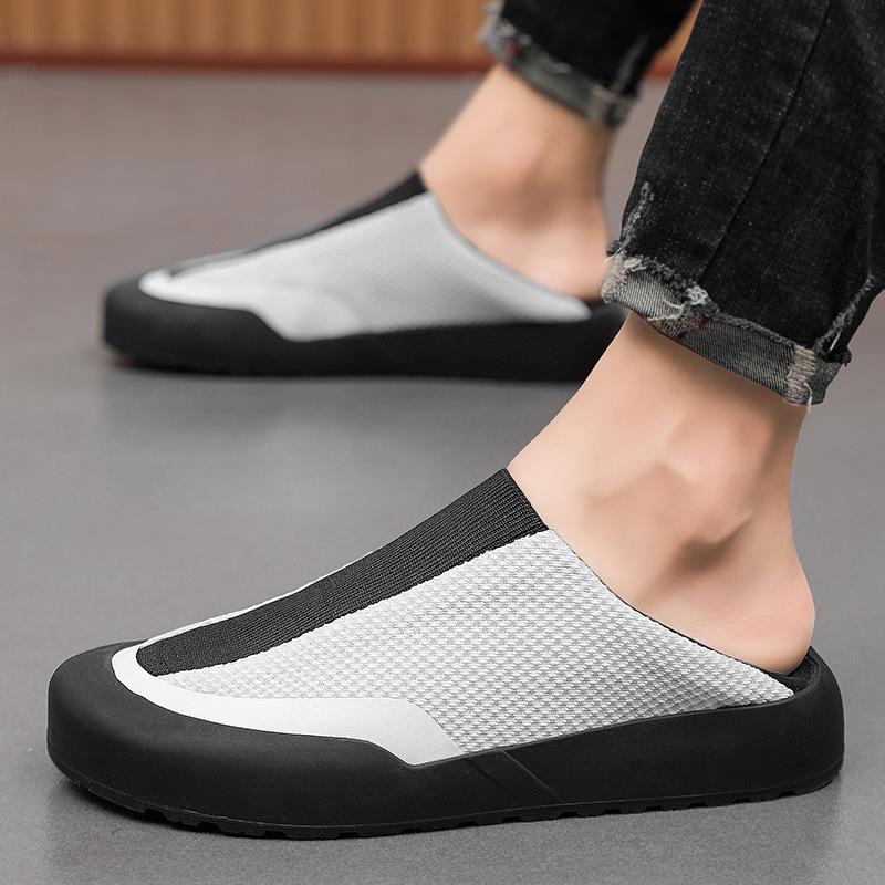 Summer New Mesh Breathable Outdoor Casual Shoes Men's Foot Cover One Pedal Lazy Can Step On the Heel Sports Men's Shoes