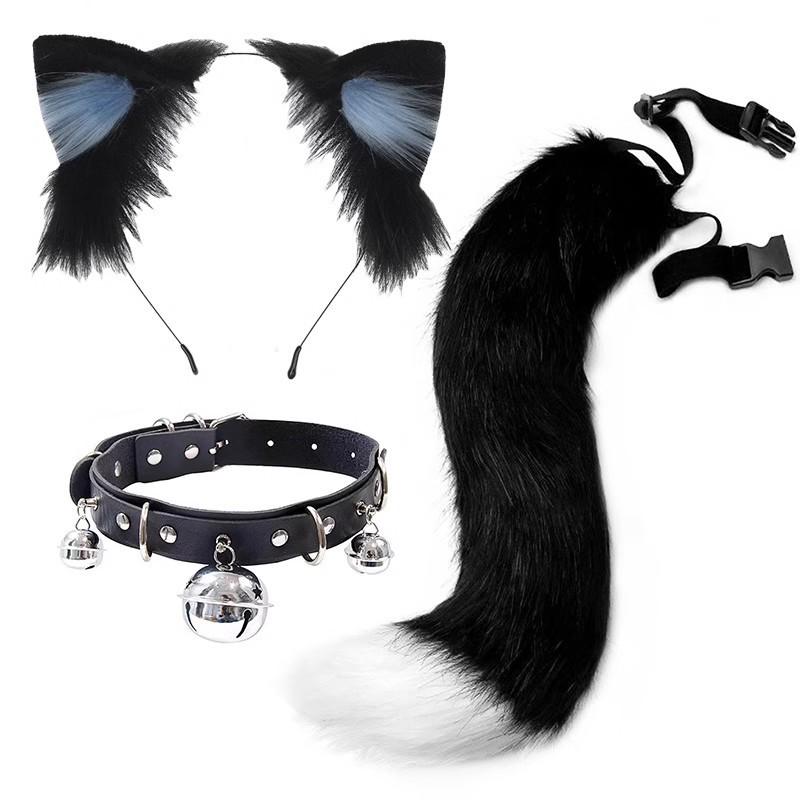Handmade Cat Ears & Tail Set: Cute Cosplay Hair Accessories for Catgirl