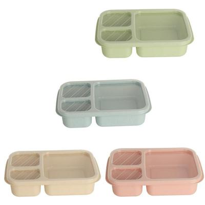 Voedselveilige rijstkaf lunchbox Tarwestro compartiment lunchboxen Bento Box Creatieve student met deksel Vierkante fastfoodbox